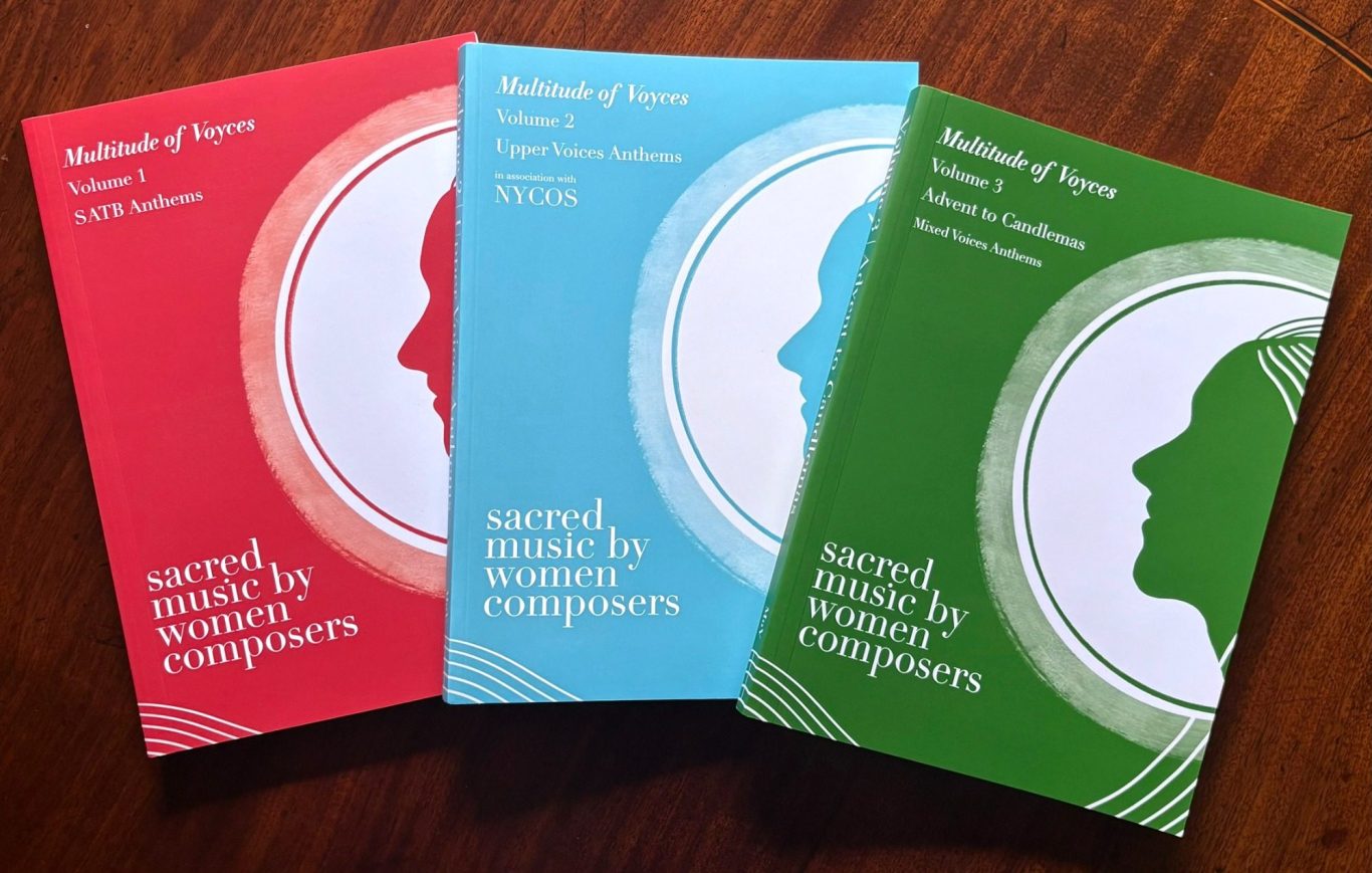 The three volumes from the anthology series Three anthology volumes featuring a profile silhouette, each in different colours: red, blue, and green.